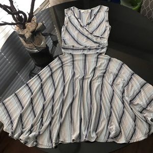 Striped summer dress (hues of blues and tans)